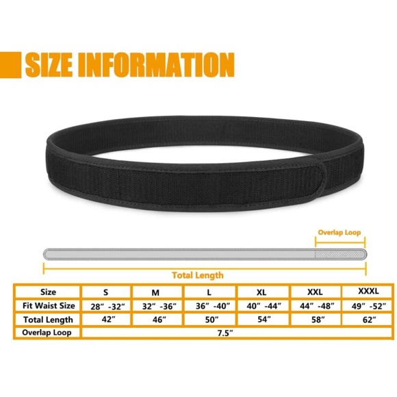 KRYDEX Hook Liner Inner Belt for Duty Belt 1.5" Tactcial Inner Belt Black - Picture 4 of 6